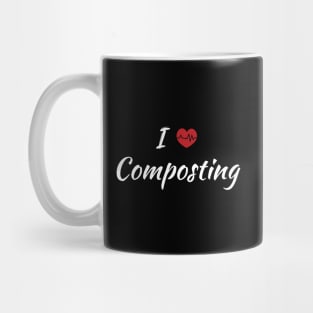 I Love Composting Cute Red Heart With Heartbeat Mug